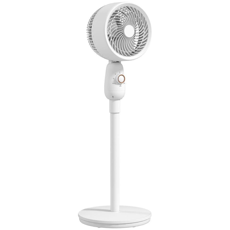 image 1 of HOMCOM Pedestal Fan for Bedroom, Powerful Air Circulator with 3 Speed, White