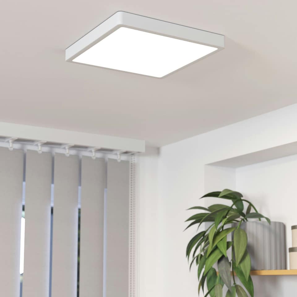 image 1 of EGLO Fueva 6 Ultra-Slim White Square LED Ceiling Light WBS White