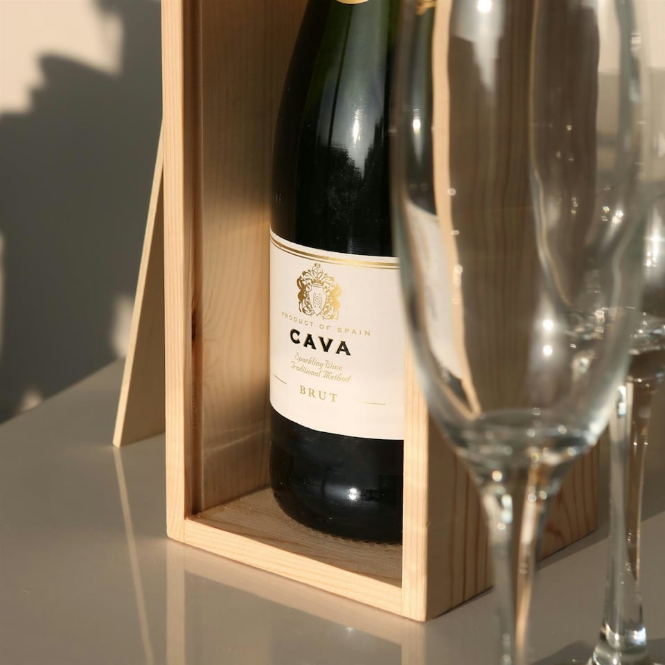 image 1 of Harbour Housewares Wooden Champagne Wine Box - Single Bottle - Natural
