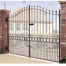 Balmoral Premium Range Spear Top Tall Bow Top Double Gate - Solid Steel - Fits Gap of 2134 mm x 2082 mm High - Primed | Black | 1