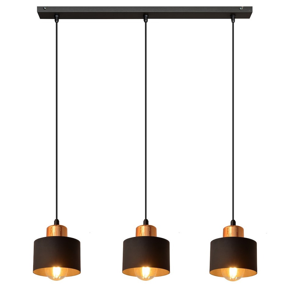 image 1 of Edison Straight Bar Pendant Ceiling Light Black, Copper 12cm