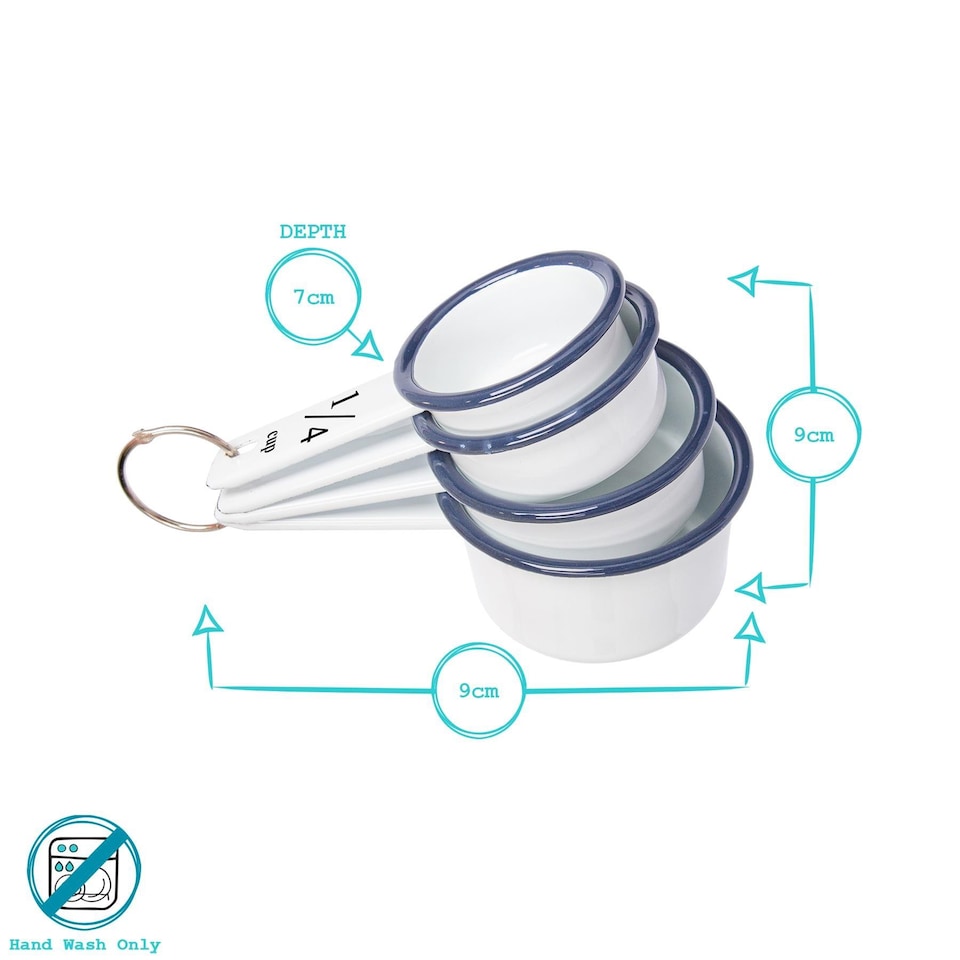 image 1 of Argon Tableware 4pc White Enamel Measuring Cups Set - Green | White | Green