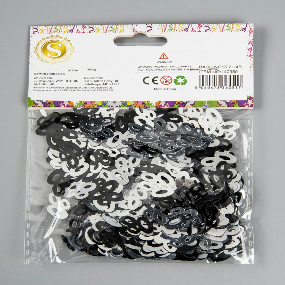 image 1 of 4 x 14g 80th Black Happy Birthday Confetti