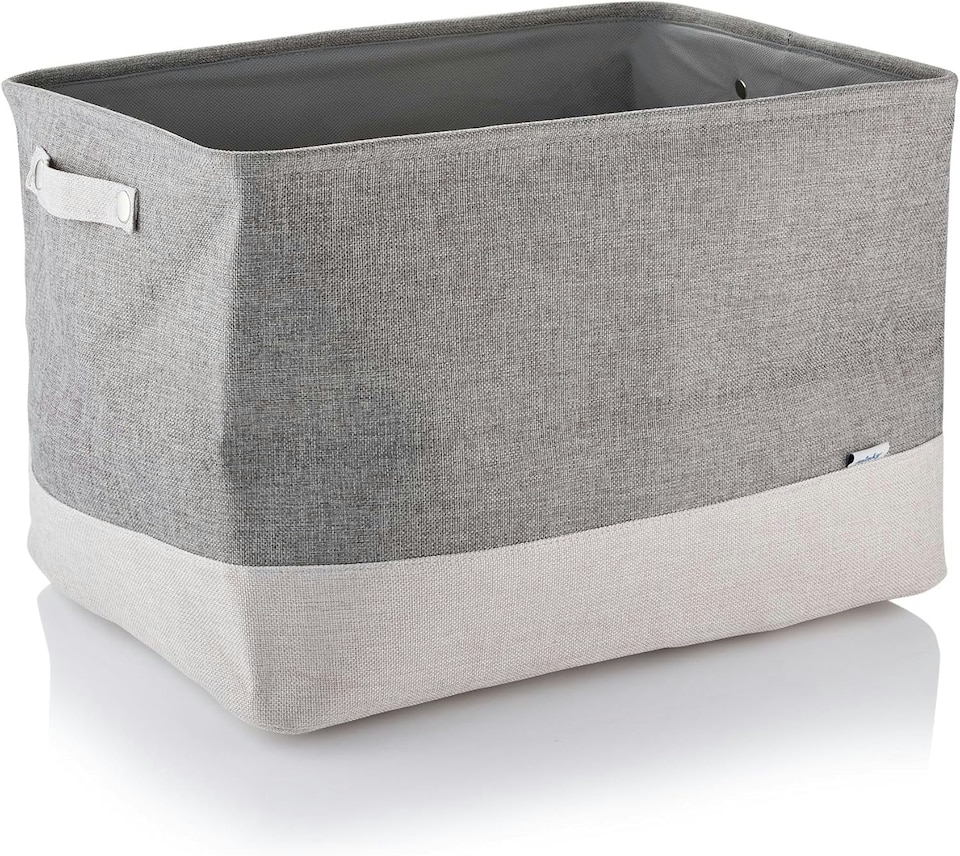 image 1 of Minky Large Fabric Laundry Basket | Grey