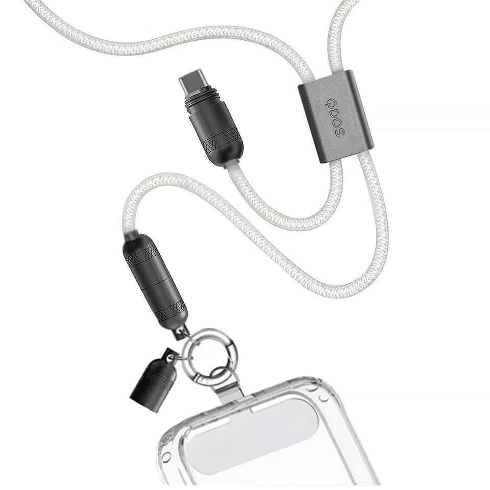 image 1 of QDOS PowerLoop USB-C Cable/Lanyard White