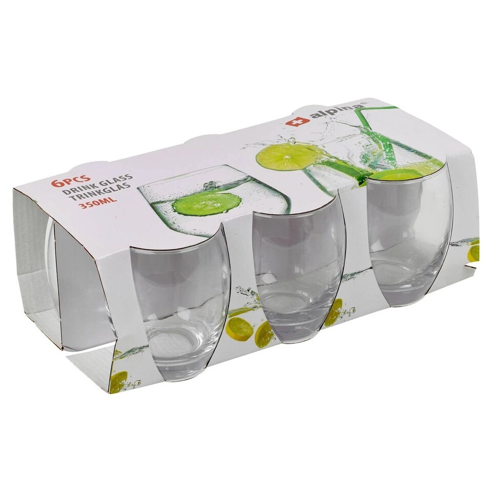 image 1 of 6 Clear Glass Tumblers 350ml Drinking Cups Water Juice Set Home Bar Kitchen Gift | Clear | Clear | Set of 12
