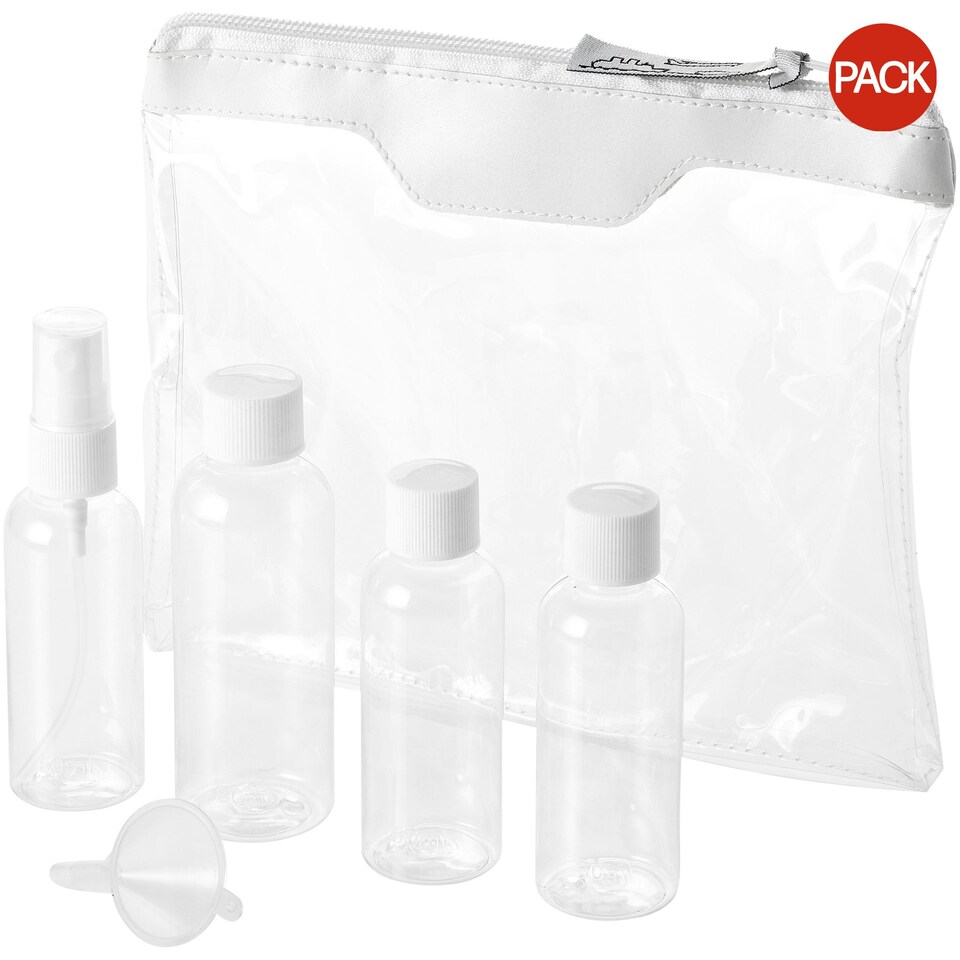 Bullet Munich Airline Approved Travel Bottle Set (Pack of 2) - Transparent/White - 20 x 16 x 3.4cm Clear