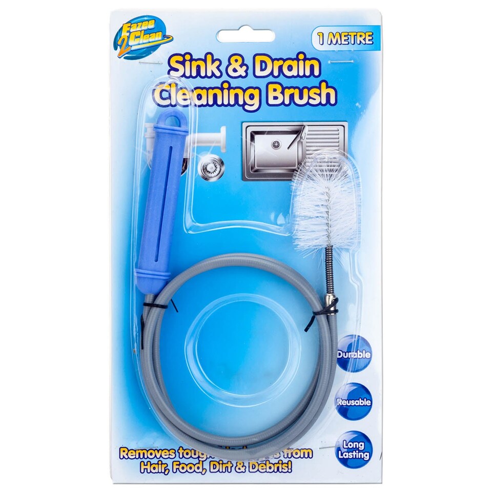 VFM e-Store Eazee Clean 1 Metre Sink and Drain Cleaning Brush, Reusable