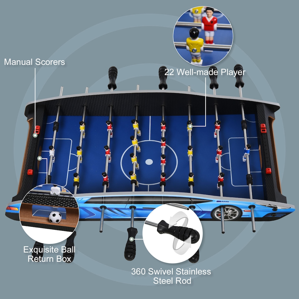 image 1 of HOMCOM 29 Inch Mini Tabletop Football Foosball Gaming Table  Play Fun Game Toy 74.5L x 36.1W x 12H CM