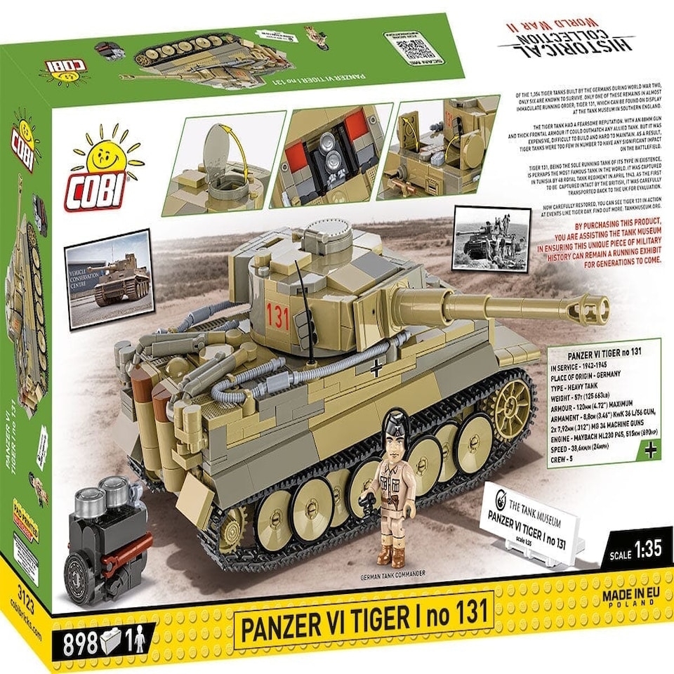 image 1 of Panzer VI Tiger No. 131 The Tank Museum brick tank model - COBI 3123 - 886 bricks