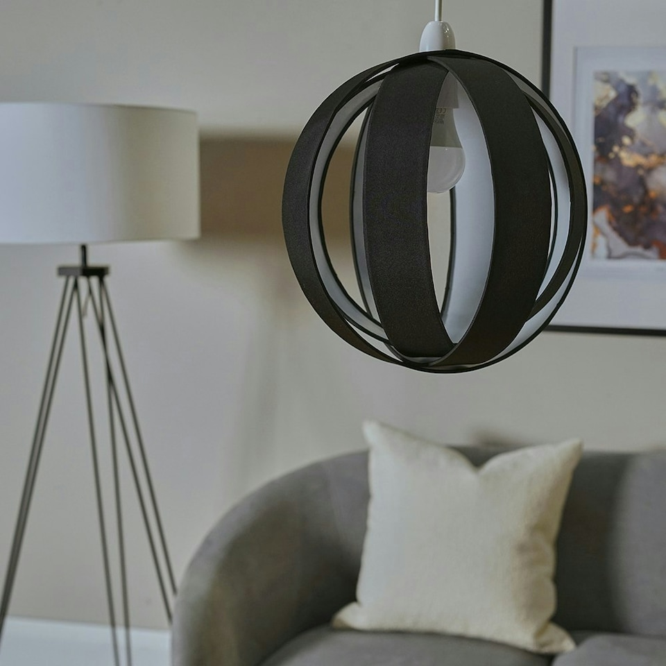 image 1 of ValueLights Black Modern Fabric Globe Ceiling Pendant Light Shade