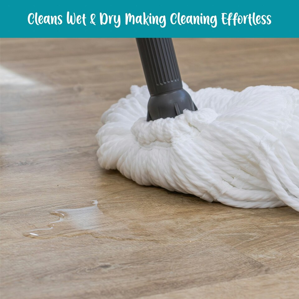 image 1 of JVL Super-Absorbent Easy Twist Microfibre Floor Mop, Grey