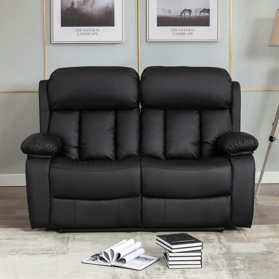 image 1 of Chester 2 Seater Manual High Back Bonded Leather Recliner Sofa (Brown)