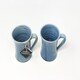 image 2 of Verano Spanish Ceramics Torres Ferreras Set of 2 Curved Mugs - 10x11.5cm | Blue | Blue | 2