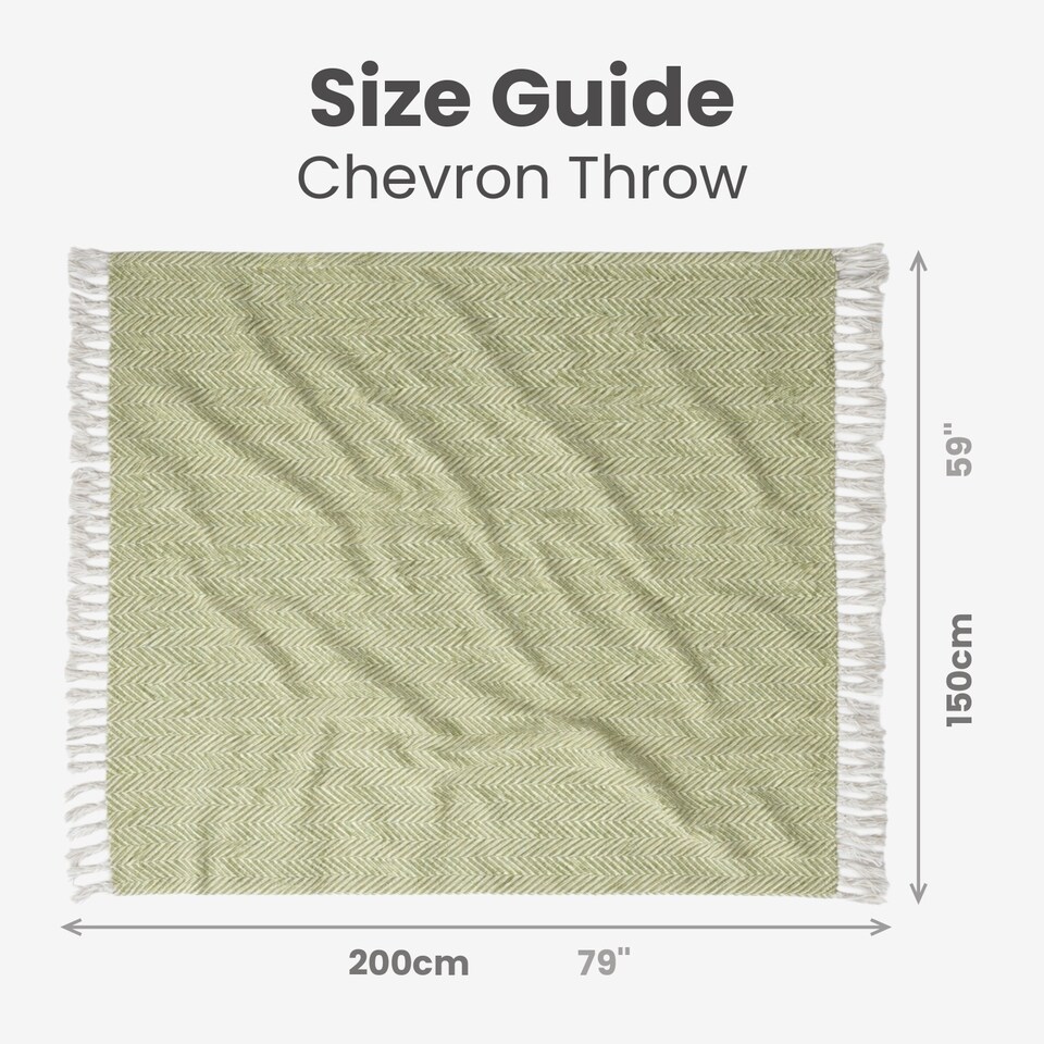 image 1 of Large Cotton Chevron Herringbone Sofa Throw Blanket - 150 x 200cm | Green | Green | One Size | 1