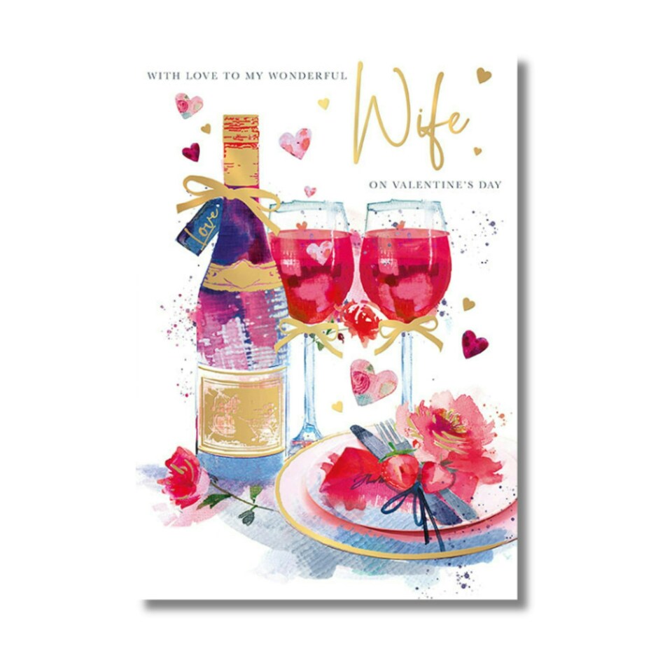 image 1 of Words 'n' Wishes Valentine Day Card for Wife, 23.5 x 16.5 cm,