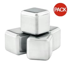 MidOcean Icy Stainless Steel Reusable Ice Cubes (Pack of 4) - Silver - One Size | Silver