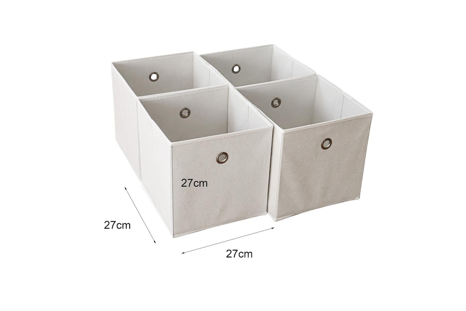 image 1 of Foldable Canvas Storage Folding Box Fabric Cube Cloth Bag 4 Piece Set | Cream