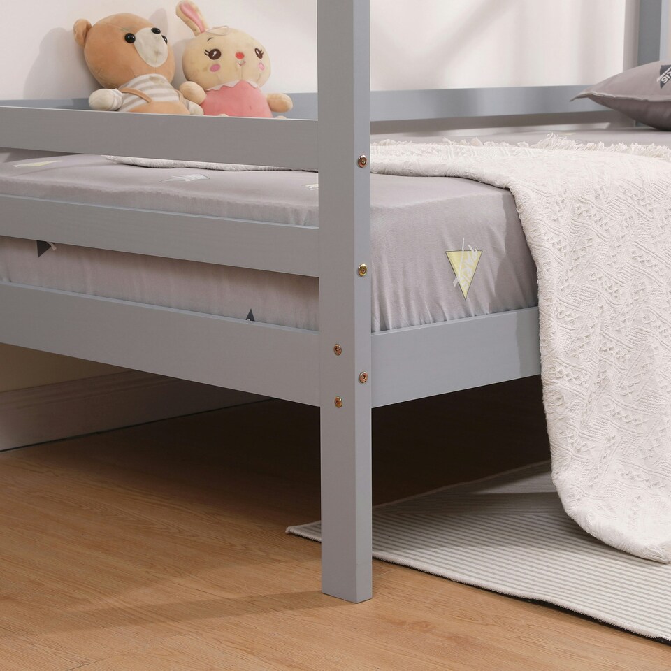 image 1 of Harry Kids Childrens Grey Wooden Teepee Tent Single Bed Frame