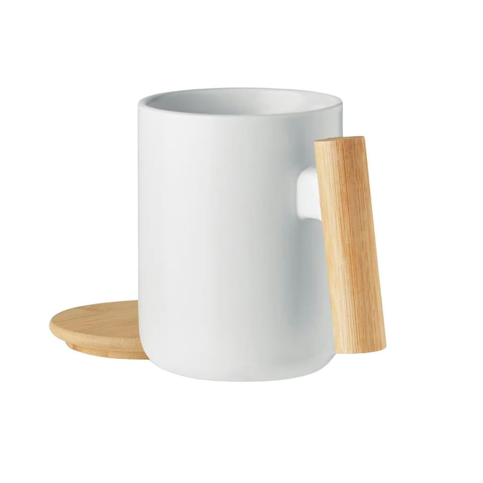 image 1 of MidOcean Majest Porcelain 380ml Mug With Lid - White - One Size