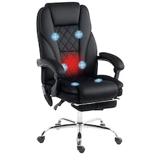 Vinsetto Massage Office Chair, Heated Reclining Desk Chair, Black
