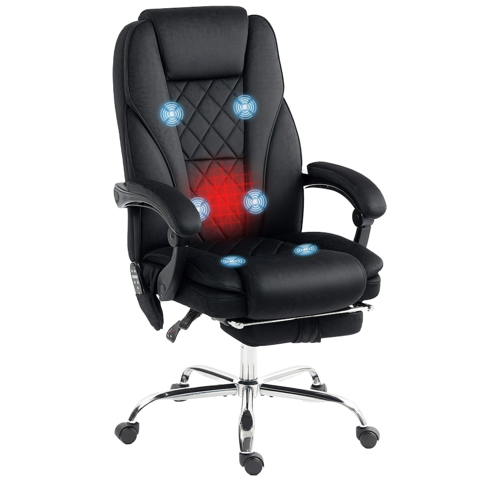 image 1 of Vinsetto Massage Office Chair, Heated Reclining Desk Chair, Black