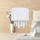 image 5 of Fiji - White Linen with Silver Fleck Detail Jewelled Pendant Shade White | Clear