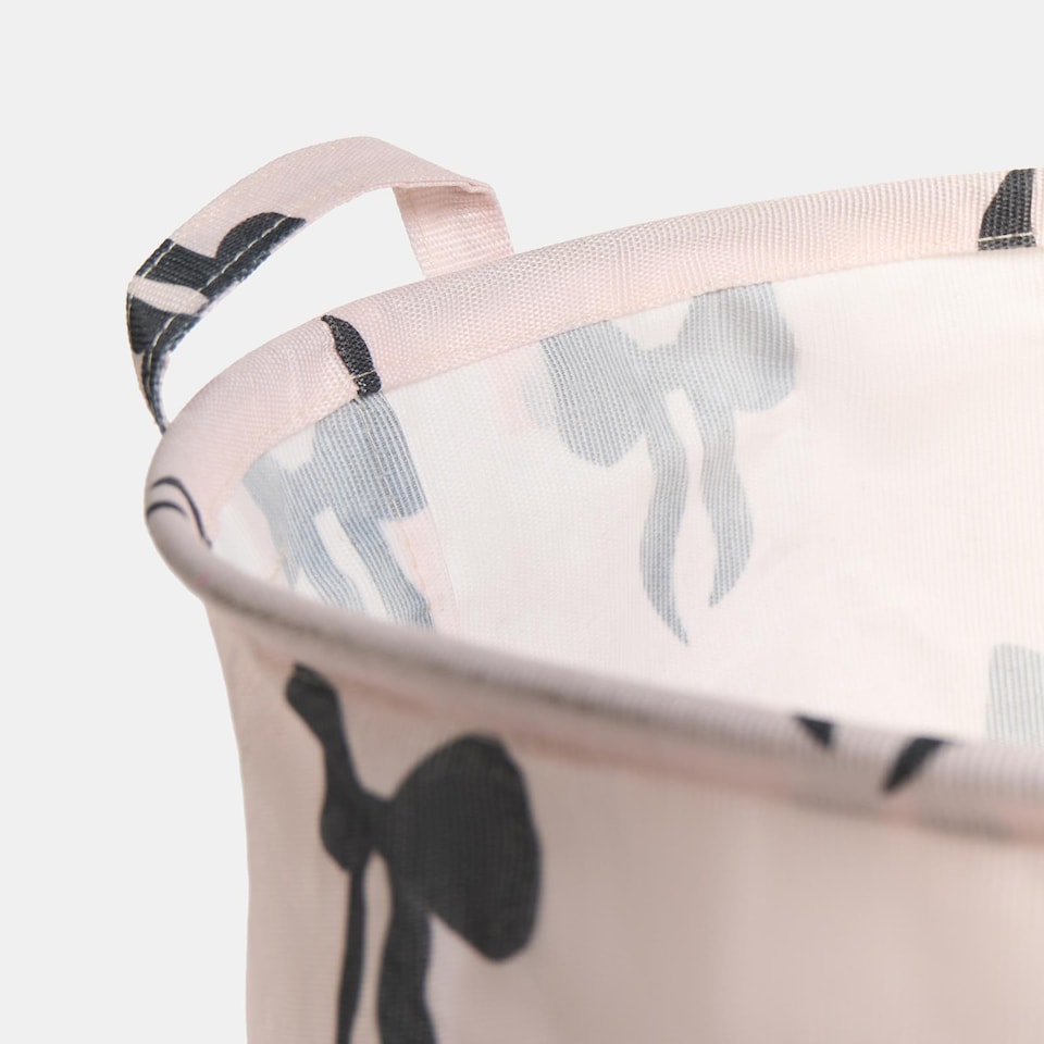 image 1 of OHS Kids Bows Print Laundry Basket Clothes Storage Toy Organiser | Multi | Monochrome