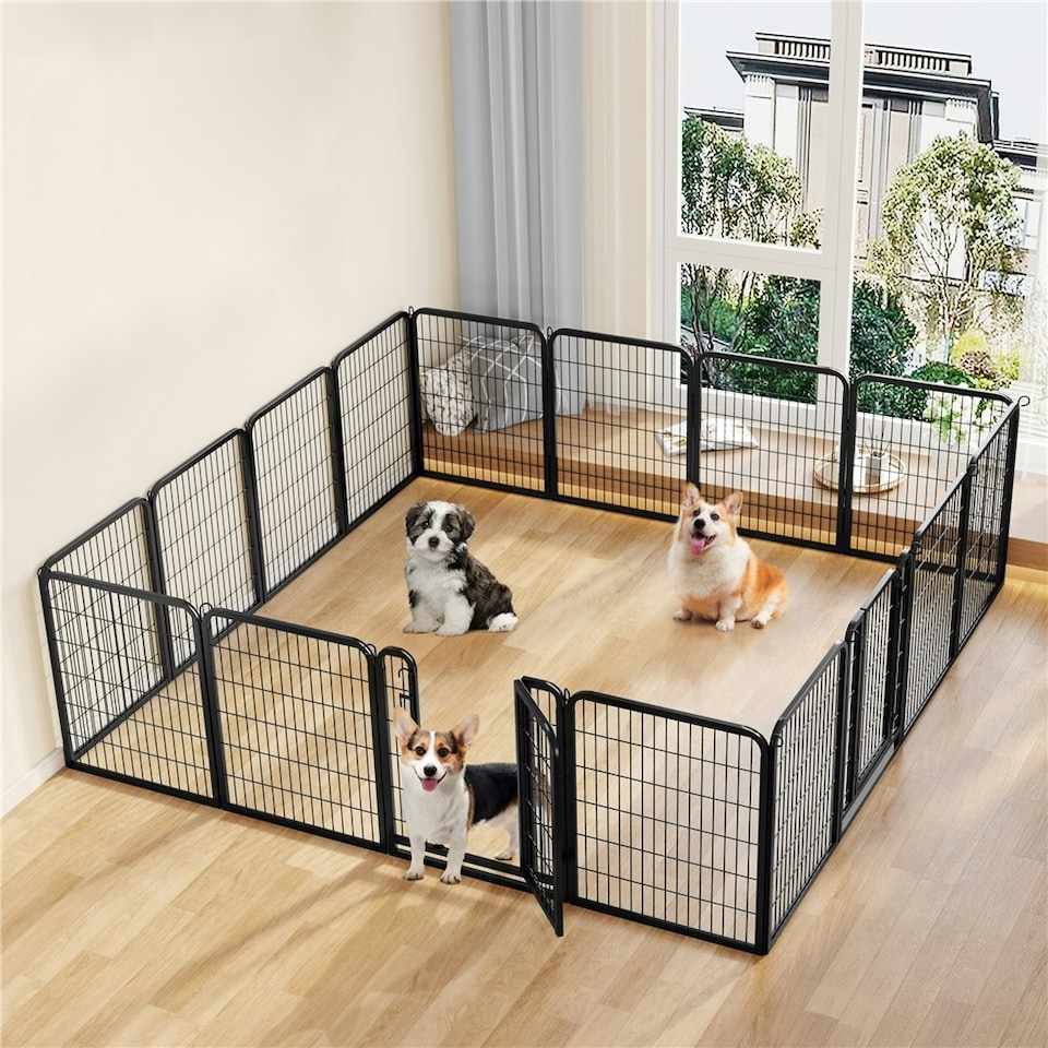 image 1 of Yaheetech 12-Panel Metal Dog Playpen, 65 × 80 cm Black