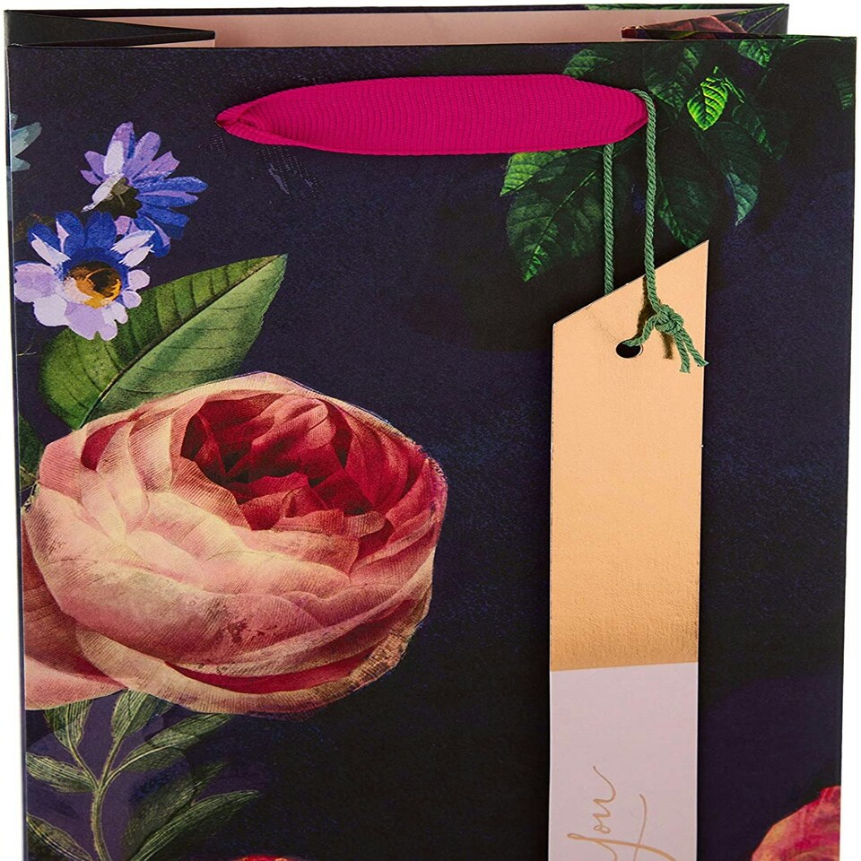 image 1 of Dark Floral Design Multi-Occasion Bottle Bag