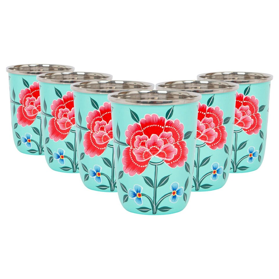 image 1 of BillyCan Hand-Painted Picnic Cups - 300ml - Mint Peony Green
