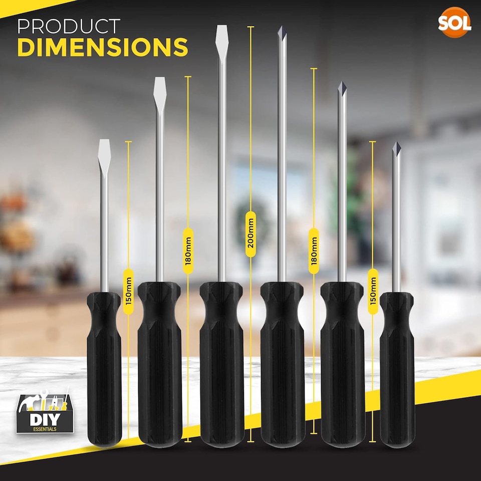 image 1 of 6pk Screwdriver Set with Non-Slip Grip & Precision Tips, Ideal for Electronics, Electric Work & Home Repairs – Flathead & Phillips