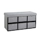 image 1 of Folding Ottoman 6 Drawer Storage Chest Solid Sturdy Space Saving Grey Fabric