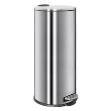 Harbour Housewares Round Stainless Steel Kitchen Pedal Bin - 30L - Chrome | Silver | Chrome