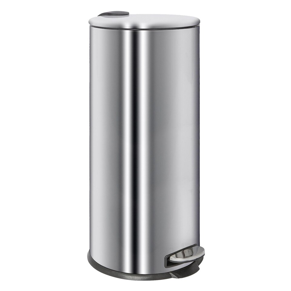 image 1 of Harbour Housewares Round Stainless Steel Kitchen Pedal Bin - 30L - Chrome | Silver | Chrome