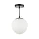 image 2 of Traditional Glass Globe IP44 Bathroom Ceiling Light Fixture in Matt Black | Black