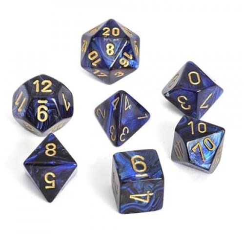 Poly 7 Set: Scarab Royal Blue/gold - Brand New