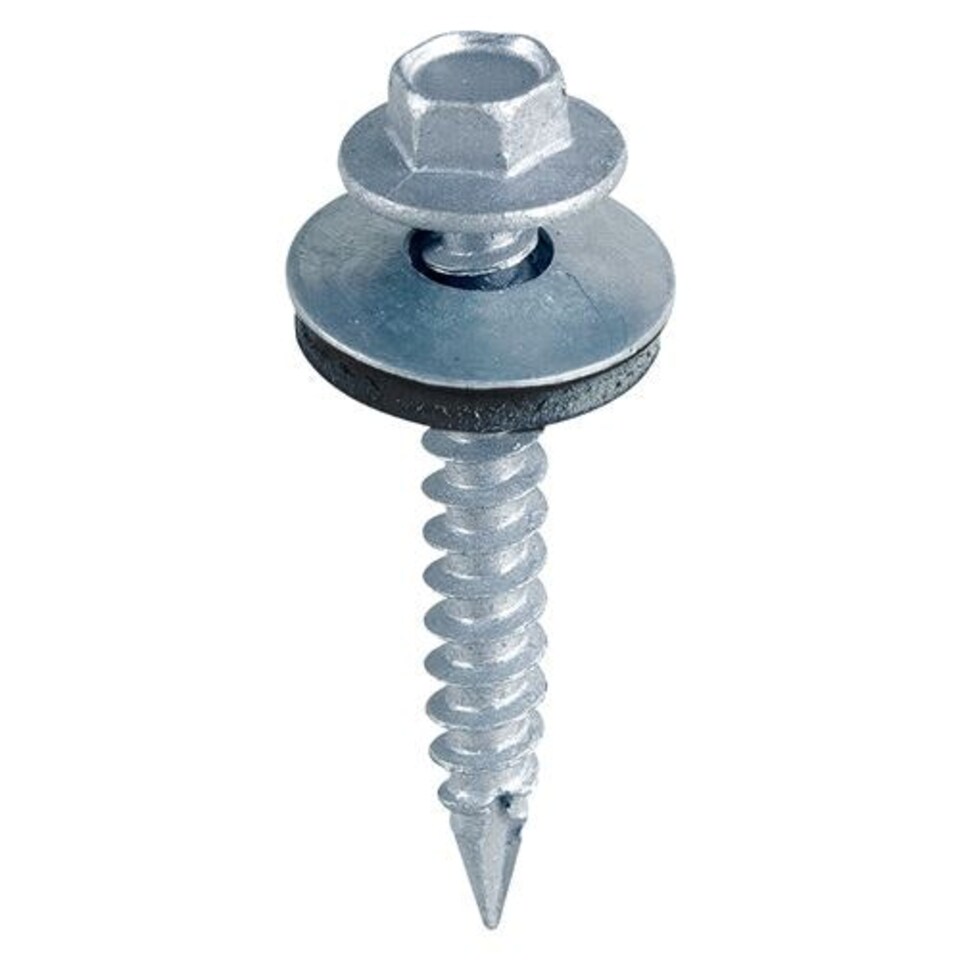 Timco - Slash Point Screws - Hex - For Timber - Zinc - with EPDM Washer (Size 6.3 x 45 - 100 Pieces)