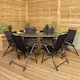 image 5 of Samuel Alexander Outdoor 6 Seater Glass Top Table and Chairs Patio Set with Parasol in Black