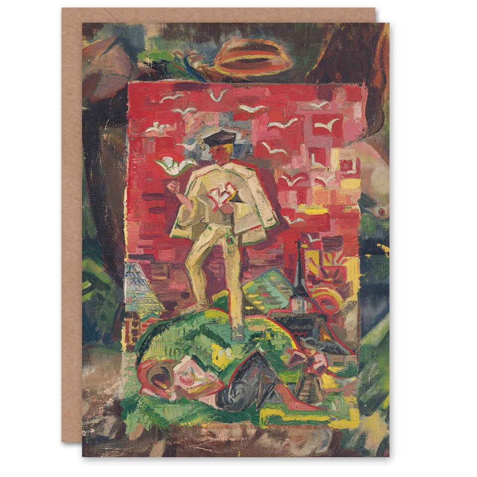 image 1 of Arnold Weisz Kubincan Art Card Man In Folk Costume Surreal