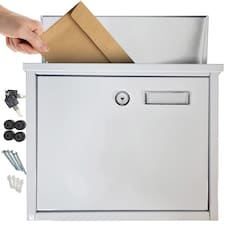 FURNISHED Outdoor Wall Mounted Post Box Galvanized Steel | White | White