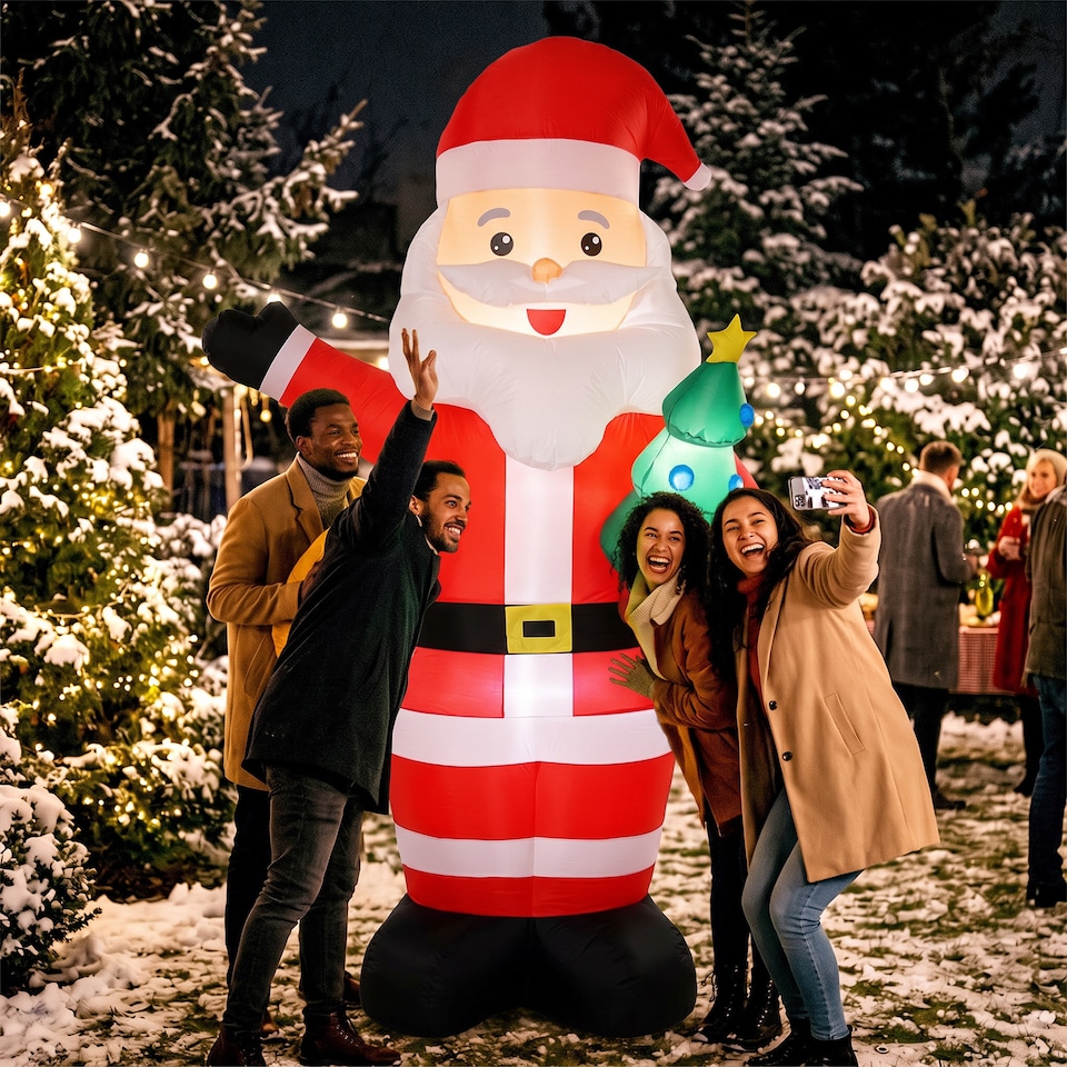 image 1 of Outsunny 8FT Inflatable Christmas Decoration with Bright LED Light, Red