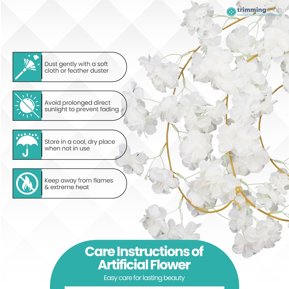 image 1 of 180cm Cherry Blossom Flower Garland, 144 Blooms with No Wire Hanging Flowers