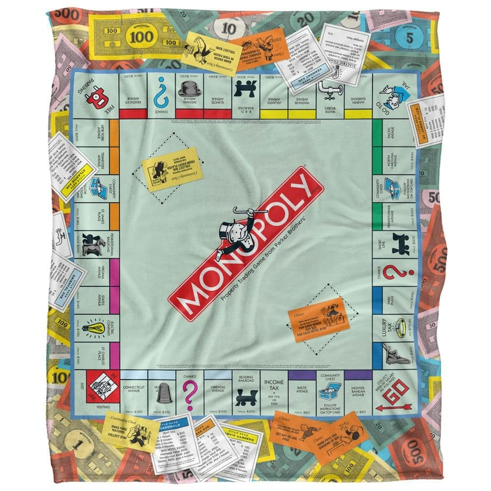 image 1 of Monopoly Game Scene Blanket - Multicoloured - One Size