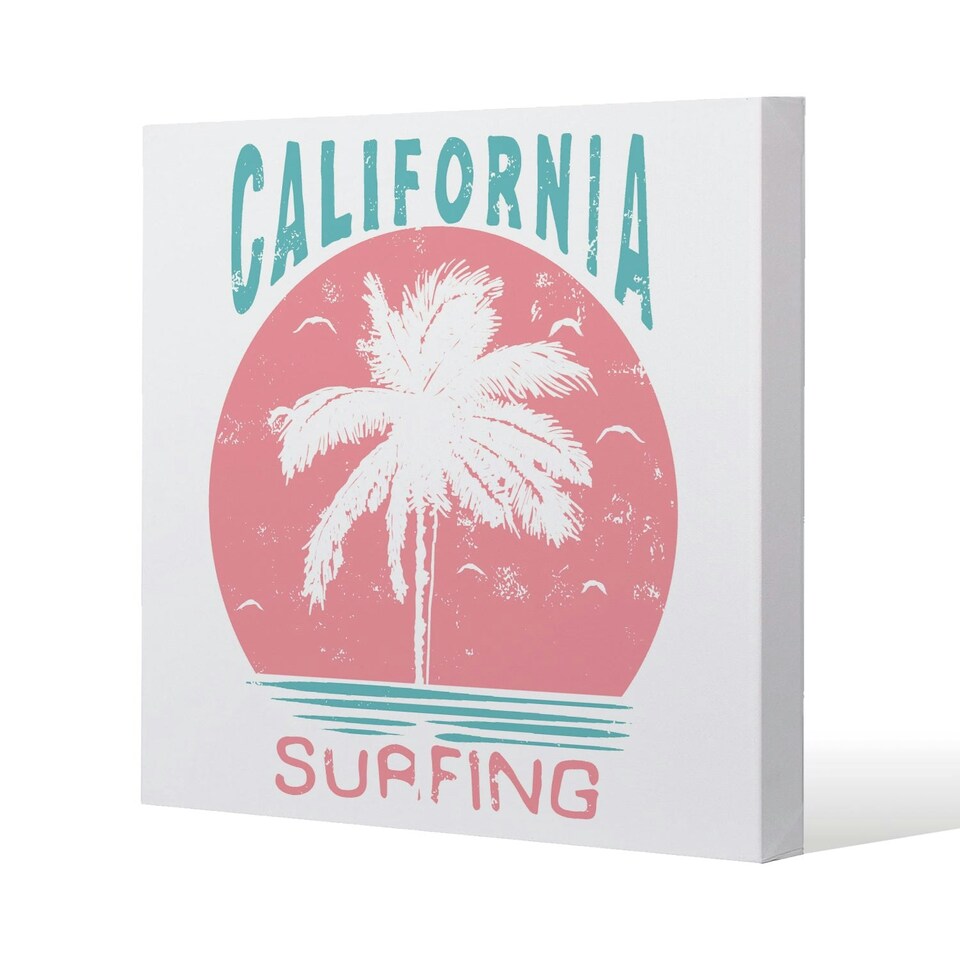 image 1 of California Surfing (Canvas Print) 77 x 77 x 4cm