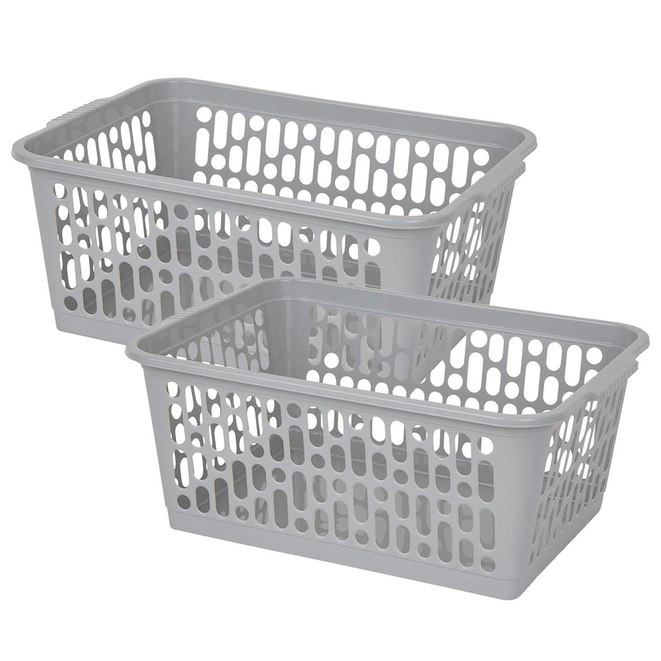 image 1 of 1 x Cool Grey Multipurpose Handy Plastic Storage Basket Organiser Ideal For Home & Office Grey