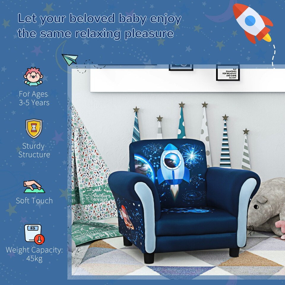image 1 of HOMCOM Kids Armchair Toddler Sofa Children Chair with Armrest for 3-5 Years