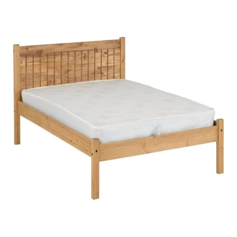 image 1 of Maya 4 Feet 6 Inches Bed Frame - L198.5 x W145 x H85 cm - Distressed Waxed Pine