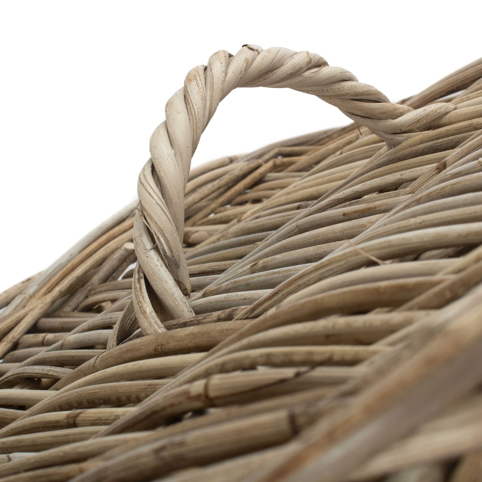 image 1 of Large Square Rattan Laundry Basket | Brown | Brown