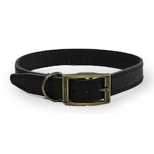 HugglePets Legacy Leather Dog Collar - Black Black | S